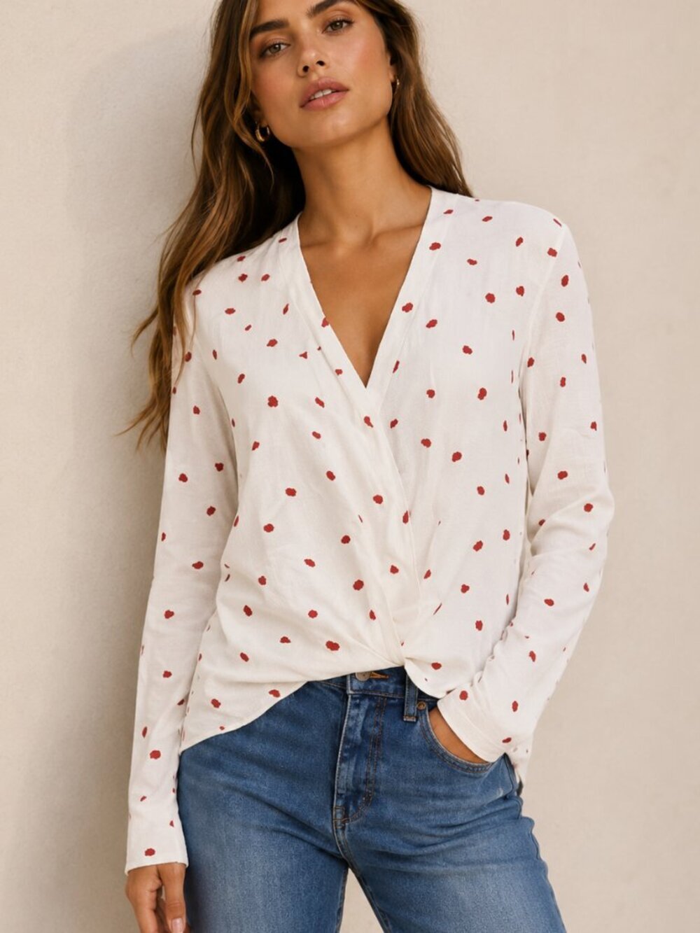 Rag & Bone Lei Floral-Print Blouse Red & Cream M NWT